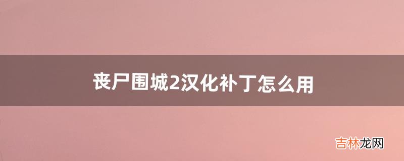 丧尸围城2汉化补丁怎么用（丧尸围城二汉化设置)