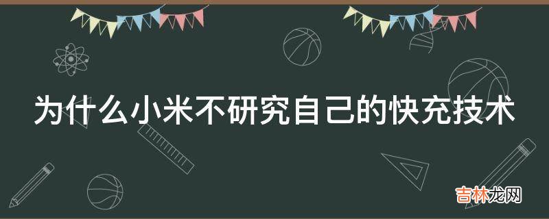 为什么小米不研究自己的快充技术?