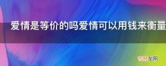 爱情是等价的吗爱情可以用钱来衡量吗?