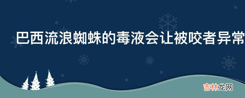 巴西流浪蜘蛛的毒液会让被咬者异常勃起几小时然后永久性阳痿?