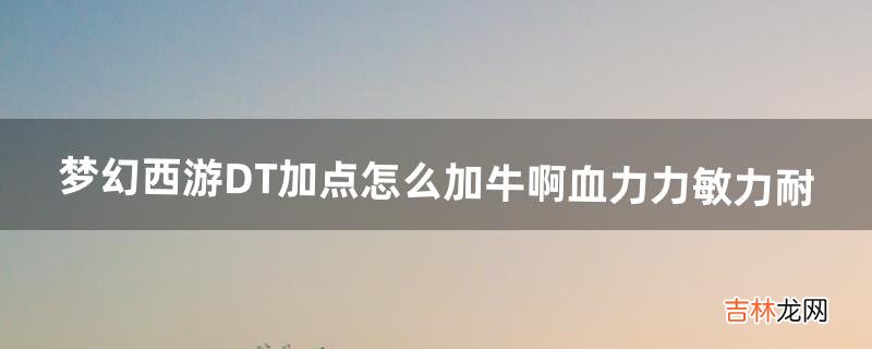 梦幻西游DT加点怎么加牛啊血力力敏力耐(梦幻魔王最佳加点)