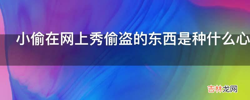 小偷在网上秀偷盗的东西是种什么心态?