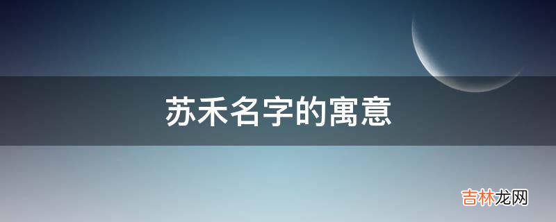 苏禾名字的寓意是什么？