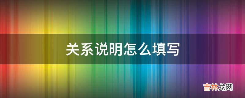 关系说明怎么填写?