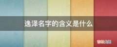 逸泽名字的含义是什么?