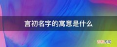 言初名字的寓意是什么?