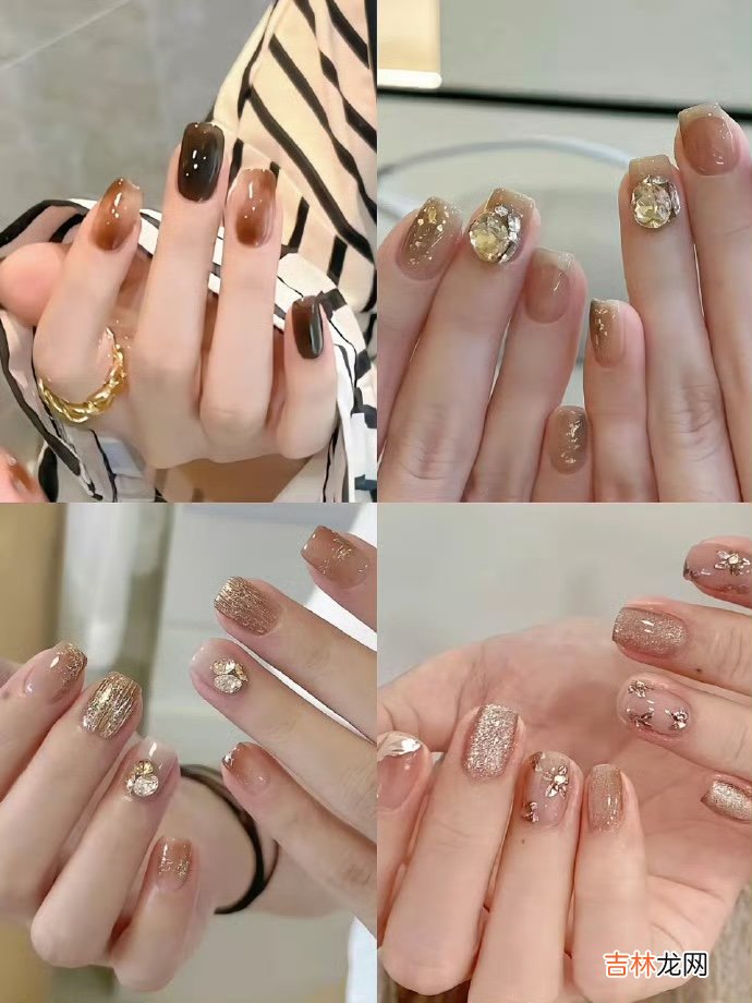保湿 Nail share 秋冬高级焦糖琥珀色系美甲~